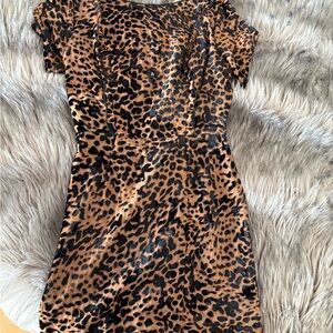 Angel Biba Brown and Black Off the Shoulder Bodycon Mini Dress